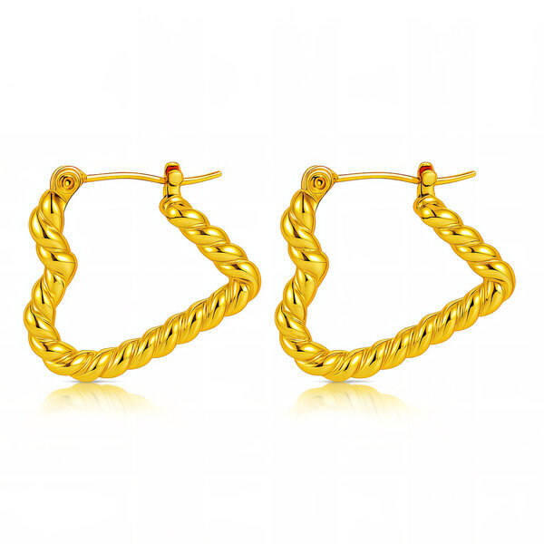 "Hearts" Earrings, 18K Gold Plated Steel