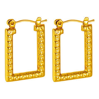 Earrings, 18K Gold Plated Steel