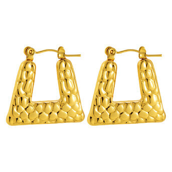 Earrings, 18K Gold Plated Steel