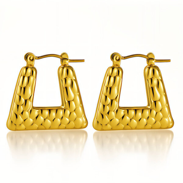 Earrings, 18K Gold Plated Steel