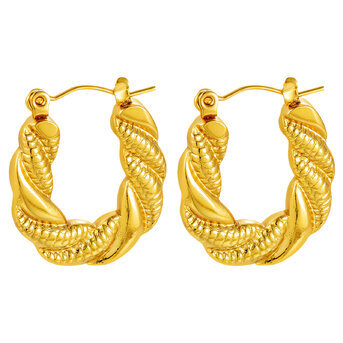 Earrings, 18K Gold Plated Steel