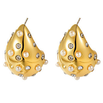 Earrings, 18K Gold Plated Steel