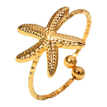 "Starfish" Ring, 18K Gold Plated Steel