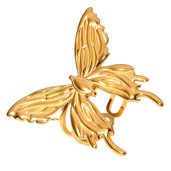 "Butterfly" Ring, 18K Gold Plated Steel