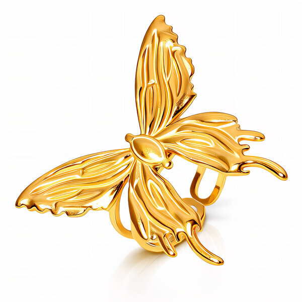 "Butterfly" Ring, 18K Gold Plated Steel