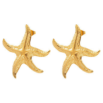 "Starfishes" Earrings, 18K Gold Plated Steel