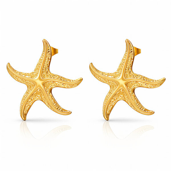 "Starfishes" Earrings, 18K Gold Plated Steel