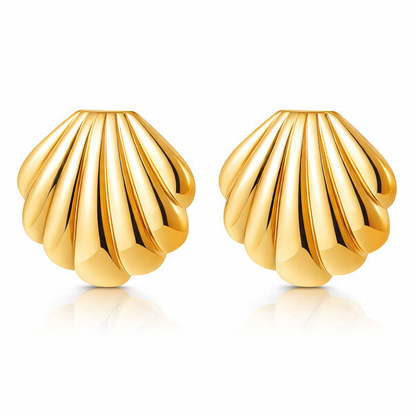 "Seashells" Earrings, 18K Gold Plated Steel