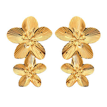 "Flowers" Earrings, 18K Gold Plated Steel
