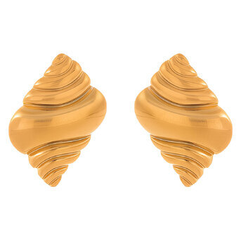 Earrings, 18K Gold Plated Steel