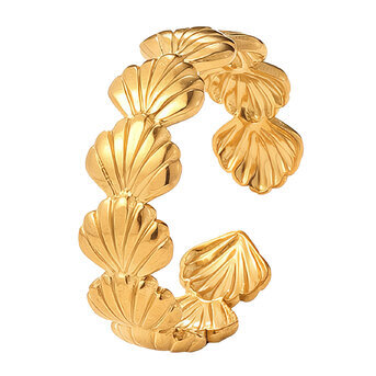 "Seashells" Ring, 18K Gold Plated Steel