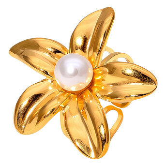 "Flower" Ring, 18K Gold Plated Steel