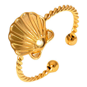 "Seashell" Ring, 18K Gold Plated Steel