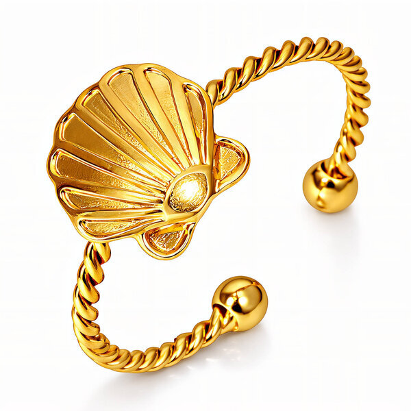 "Seashell" Ring, 18K Gold Plated Steel