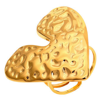 "Heart" Ring, 18K Gold Plated Steel