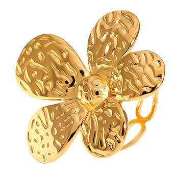"Flower" Ring, 18K Gold Plated Steel
