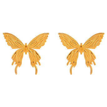 "Butterflies" Earrings, 18K Gold Plated Steel