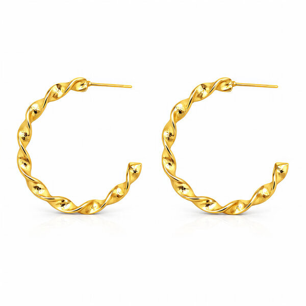 Earrings, 18K Gold Plated Steel