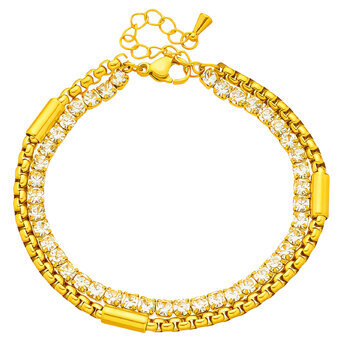 "Tennis" Bracelet, 18K Gold Plated Steel