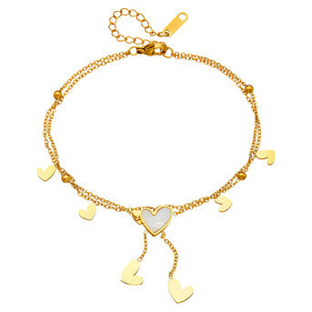 "Hearts" Anklet, 18K Gold Plated Steel
