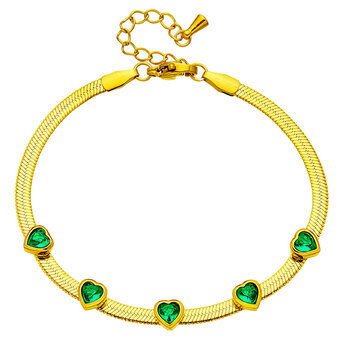 "Hearts" Bracelet, 18K Gold Plated Steel