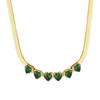 "Hearts" Necklace, 18K Gold Plated Steel