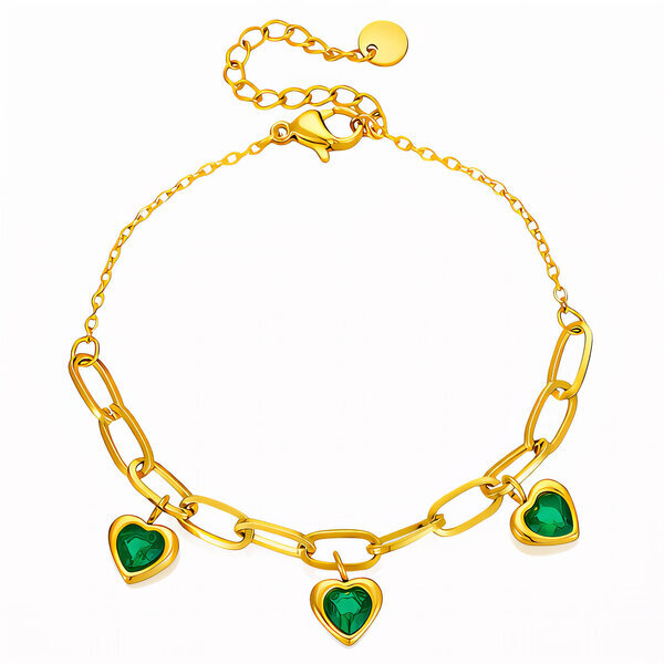 "Hearts" Bracelet, 18K Gold Plated Steel