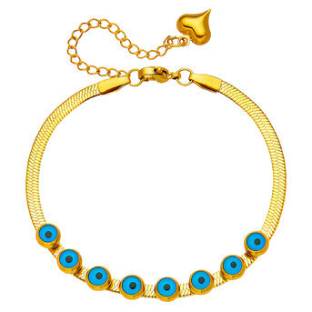 "Evil Eyes" Bracelet, 18K Gold Plated Steel