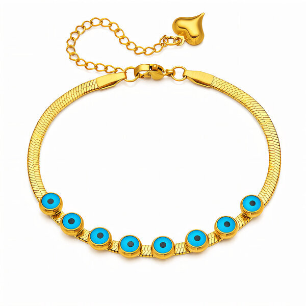 "Evil Eyes" Bracelet, 18K Gold Plated Steel