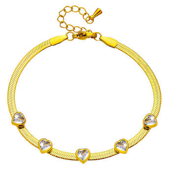 "Hearts" Bracelet, 18K Gold Plated Steel