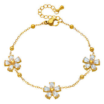 "Flower Meadow" Bracelet, 18K Gold Plated Steel