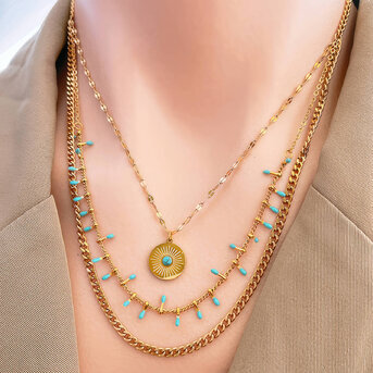 Necklace, 18K Gold Plated Steel