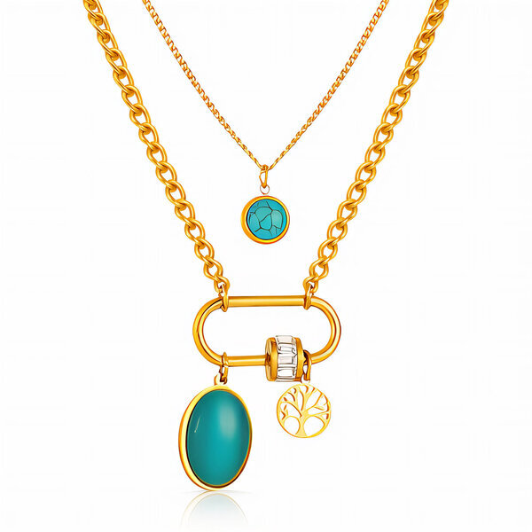 Necklace, 18K Gold Plated Steel