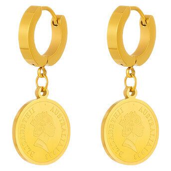 "Coins" Earrings, 18K Gold Plated Steel