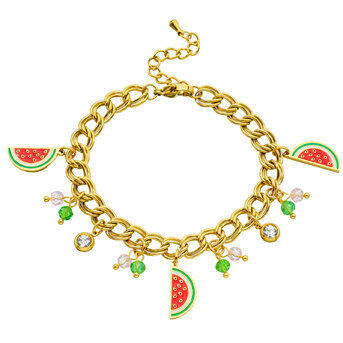 "Watermelon" Bracelet, 18K Gold Plated Steel