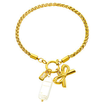 "Bow" Bracelet, 18K Gold Plated Steel