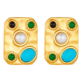 Earrings, 18K Gold Plated Steel