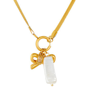 "Bow" Necklace, 18K Gold Plated Steel