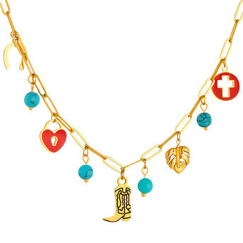 "Boot" Necklace, 18K Gold Plated Steel