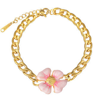 "Flower" Bracelet, 18K Gold Plated Steel