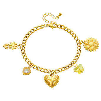 "Heart" Bracelet, 18K Gold Plated Steel