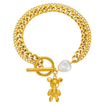 "Bear" Bracelet, 18K Gold Plated Steel