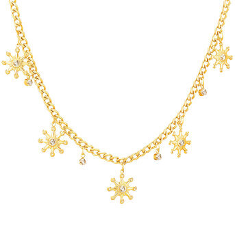 "Flower Meadow" Necklace, 18K Gold Plated Steel