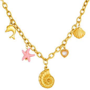 "Seashell" Necklace, 18K Gold Plated Steel