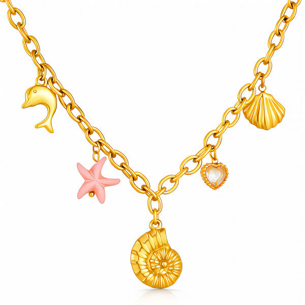 "Seashell" Necklace, 18K Gold Plated Steel