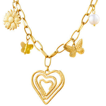 "Heart" Necklace, 18K Gold Plated Steel