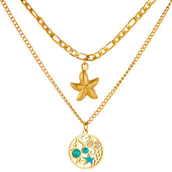 "Starfishs" Necklace, 18K Gold Plated Steel