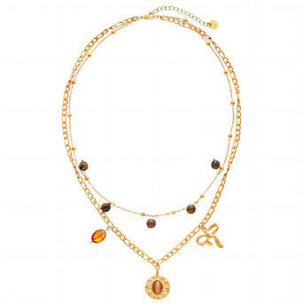 "Bow" Necklace, 18K Gold Plated Steel
