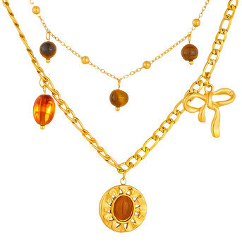 "Bow" Necklace, 18K Gold Plated Steel