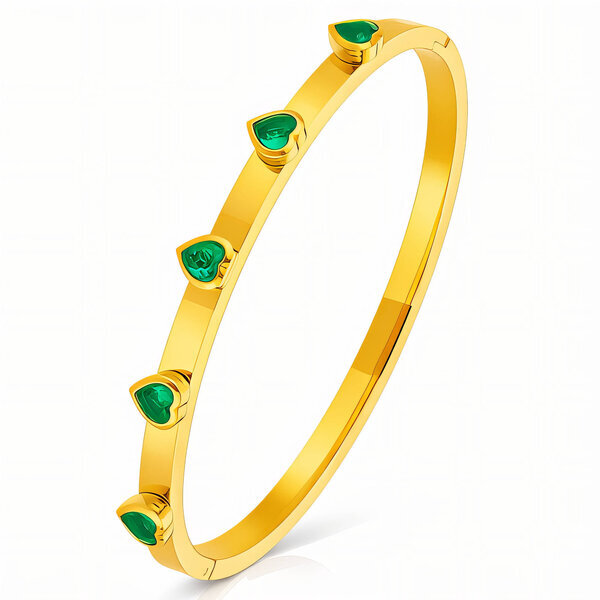 "Hearts" Bracelet, 18K Gold Plated Steel